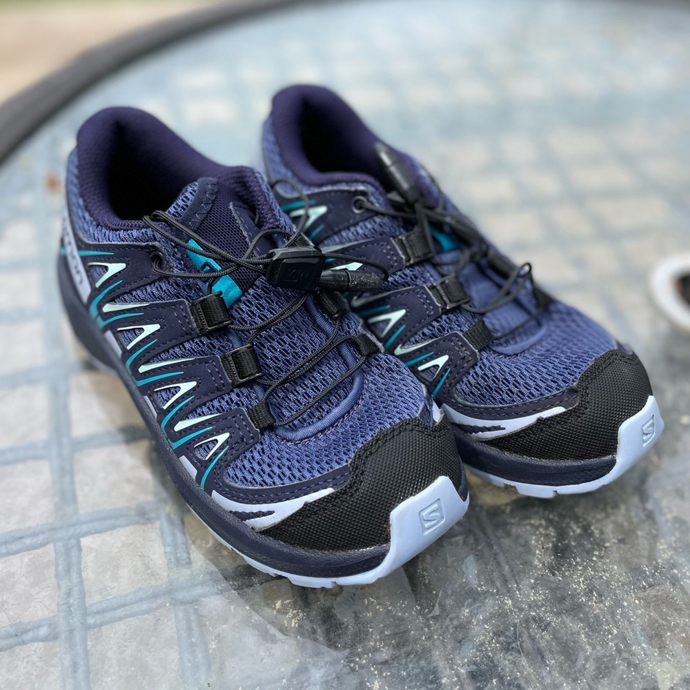 Worn once! Little Kid Sz 13 Salomon Hiking Trail Sneakers! Almost like new!